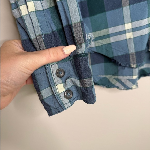 Free People Loveland Plaid Button Down Shirt in the color Winter Sea - Picture 7 of 8